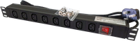 Bandeau d'alimentation 19" 1U 8 sorties IEC avec un interrupteur, prise anglaise