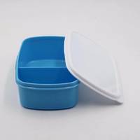 Lincoln - Boites a gouter rectangulaire avec compartiment, couvercle et plaque a sublimer aluminium - Bleue